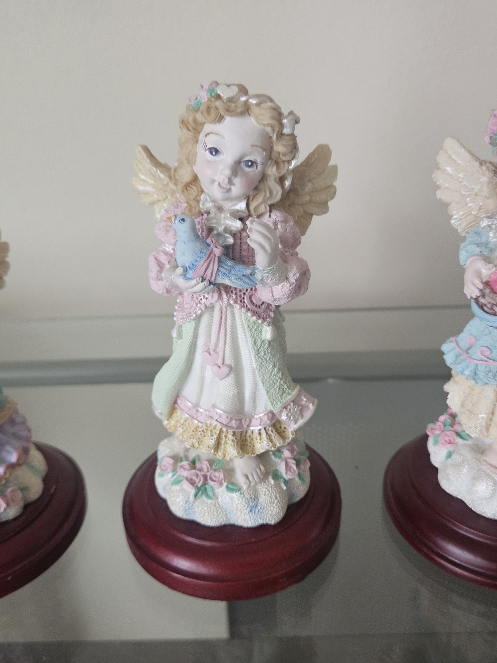 Pastel Angel Figurine Holding Blue Bird - Home Accents Decor